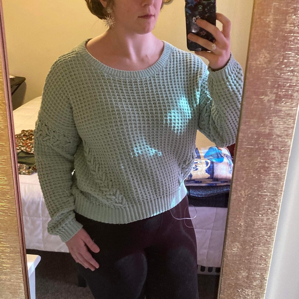 Green Cable Knit Sweater